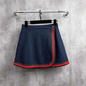 🧨steal Authentic Gucci Navy Mini Skirt with Red and Green Trim